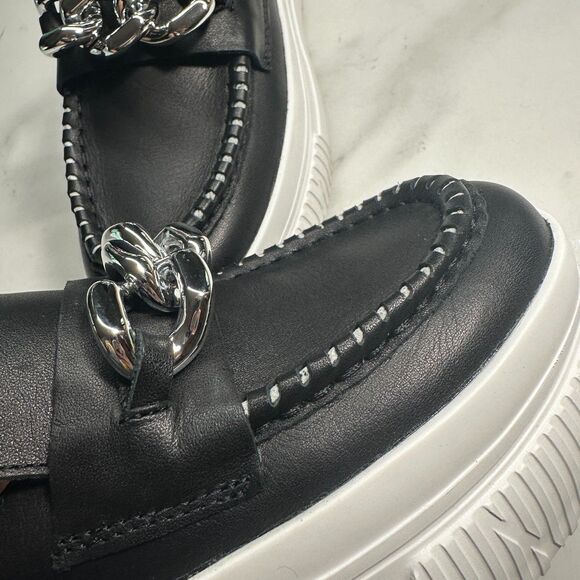 J/Slides Women's Willa Black Leather Platform Modern Slip On Loafer Size 7 - Picture 3 of 13